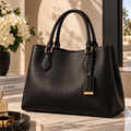 Structured Top Handle Bag Black  - 981-3